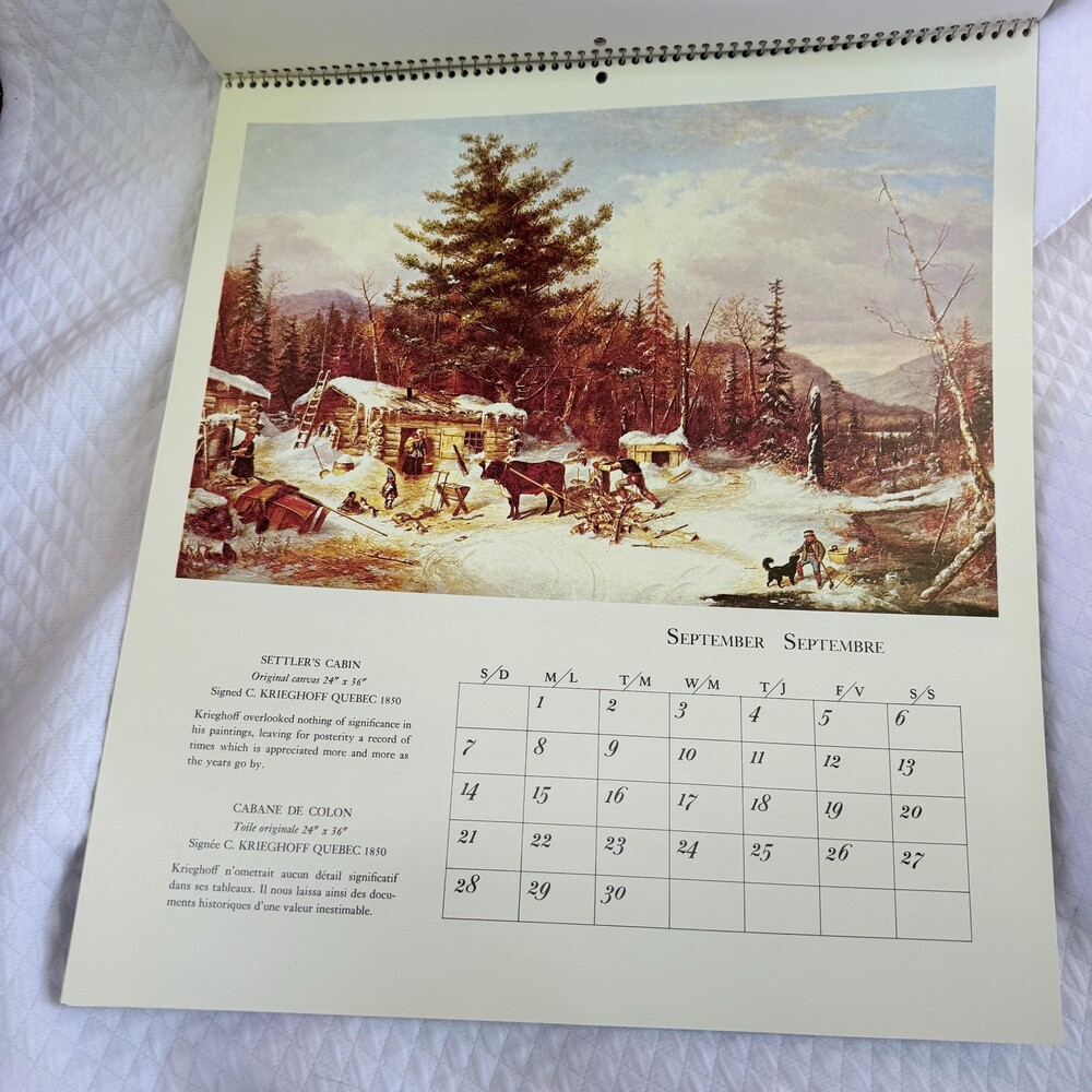 Vintage 1980 Cornelius Krieghoff Wall Calendar Coutts Hallmark Canadian Art Prin - Picture 8 of 9